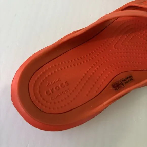 Crocs Kadee II Orange Slides Sandals Girls Youth Size 4 Summer Vacation Beach - Picture 9 of 9